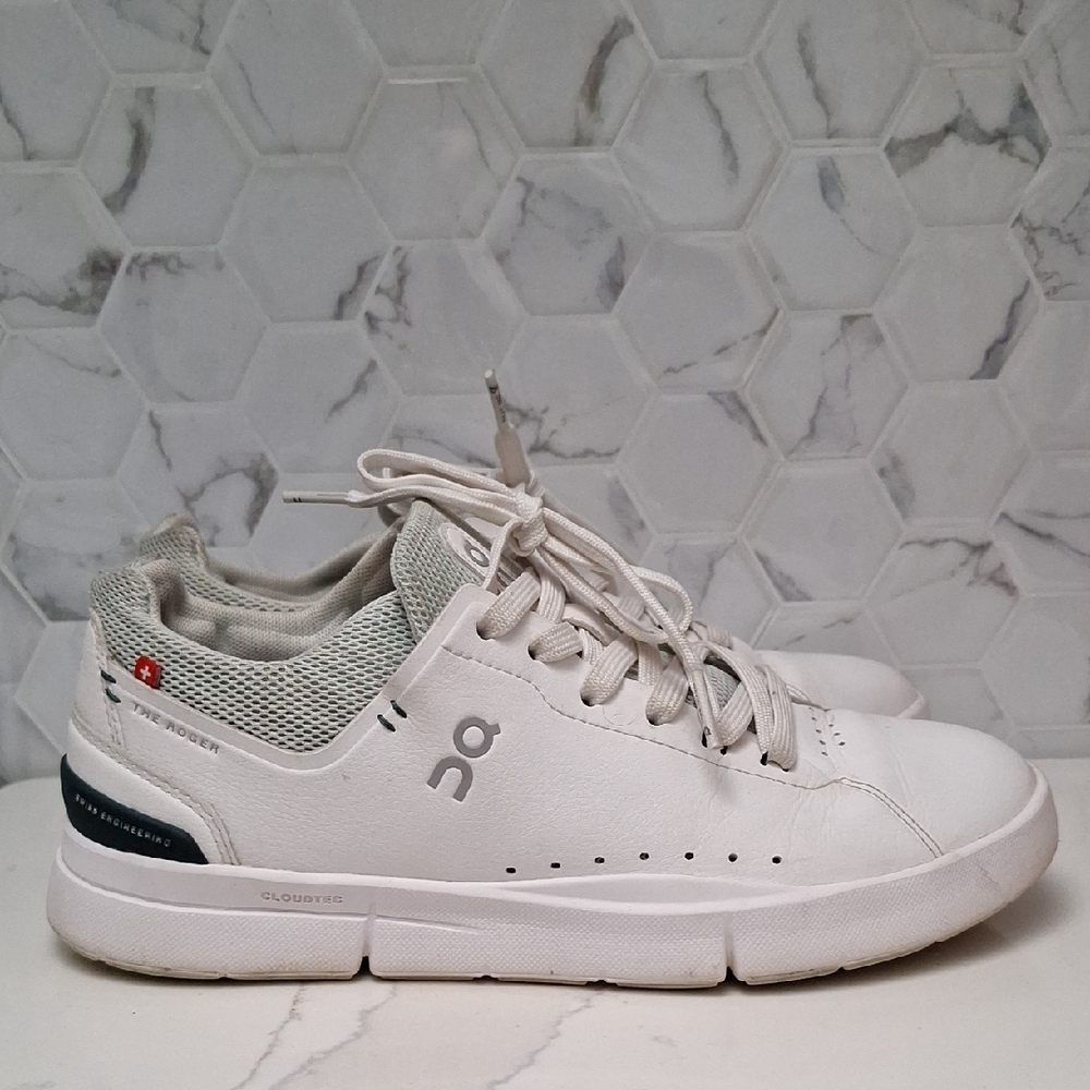 On Running The Roger Advantage White Leather Trainer Running Shoes Womens Size 7 - Picture 4 of 15